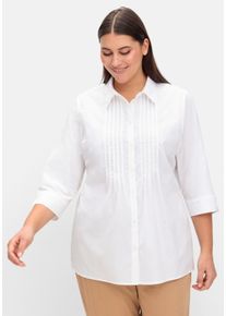 Große Größen Bluse mit Biesen und 3/4-Ärmeln Gr. 46 weiß von sheego für Damen
