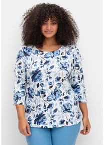 Große Größen 3/4-Arm-Shirt mit floralem Alloverdruck Gr. 44 weiß geblümt von sheego für Damen