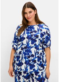 Große Größen Tunika in Zipfelform, mit Blumendruck Gr. 52 blau geblümt von sheego für Damen