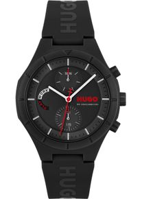Hugo Herren Multifunktionsuhr "LIT MULTI"schwarz, Armbanduhren, Quarzuhr, Armbanduhr, Herrenuhr, Silikonarmband, analog