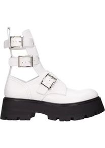 Alexander McQueen Stiefel - Alexander McQueen Leather Ankle Boots - Gr. 37 (EU) - in Wei&szlig; - f&uuml;r Damen
