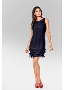 Cocktailkleid Heine "Cocktailkleid", Damen, Gr. 44, Normalgr&ouml;&szlig;en, blau (nachtblau), 100% Polyester, unifarben, kurz, Rundhals, Kleider Cocktailkleid