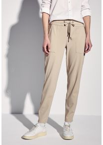 Street One Damen Stoffhosebarley beige, casual, Gr. 46, unifarben, Stoff, 82% Polyester, 18% Elasthan, Hosen, Middle Waist