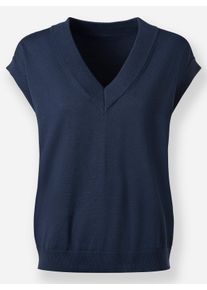 sheego Gro&szlig;e Gr&ouml;&szlig;en Pullunder aus weichem Feinstrick, dunkelblau, Gr&ouml;&szlig;e 46 - Damen