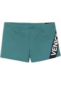 Boxer-Badehose Venice Beach, Herren, Gr. 6, N-Gr, gr&uuml;n, Recycling-Polyamid, unifarben mit Farbeinsatz, Badehosen, mit Logo-Schriftzug