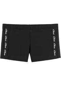 Boxer-Badehose s.Oliver, Herren, Gr. 4, N-Gr, schwarz, Recycling-Polyamid, unifarben, Badehosen, mit Markenschriftz&uuml;gen