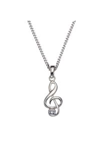 ZEEme Silber Halskette Silber 925 rhodiniert Notenschlüssel mit Zirkonia weiß