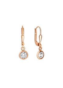 ZEEme Basic Ohrringe Silber 925 rosé-vergoldet mit Zirkonia weiß 25mm lang