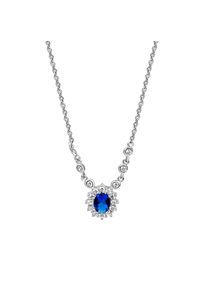 ZEEme Silber Halskette Silber 925 rhodiniert mit Zirkonia blau und weiß
