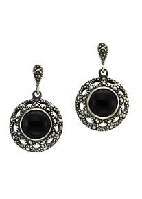 ZEEme Gemstones Ohrringe Silber 925 oxydiert mit schwarzem Achat 8mm