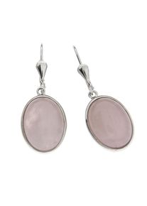 ZEEme Gemstones Ohrringe Silber 925 rhodiniert mit 2x Rosenquarz 16x12mm