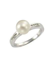 ZEEme Pearls Ring 925 Silber Perle weiß mit Zirkonia