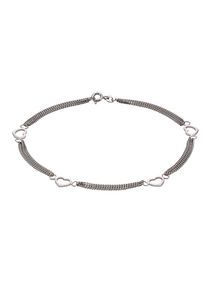 ZEEme Silber Fußkette Silber 925 mit Herz-Motiv 25cm lang