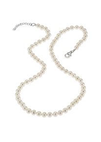 ZEEme Pearls Collier 925 Silber rhodiniert mit Süßwasserzuchtperlen in weiß