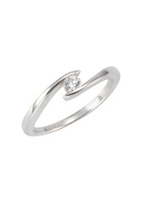 ZEEme Silber Ring Silber 925 rhodiniert mit weißem Zirkonia-Stein