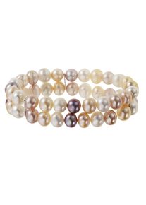 ZEEme Pearls Armband Süßwasserzuchtperlen mehrfarbig 8mm zweireihig