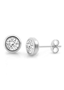 ZEEme Stainless Steel Ohrringe Edelstahl mit weißem Zirkonia 6mm