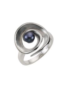ZEEme Pearls Ring Silber 925 rhodiniert mit schwarzer Perle