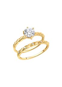 ZEEme Silber Ring Silber 925 vergoldet mit Zirkonia weiß