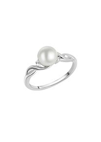ZEEme Pearls Ring Silber 925 rhodiniert mit weißer Perle & Zirkonia