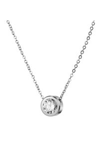 ZEEme Stainless Steel Halskette Edelstahl 40+5cm mit weißem Zirkonia-Stein 8mm
