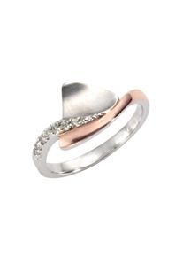 ZEEme Silber Ring Silber 925 zweifarbig mit Zirkonia weiß