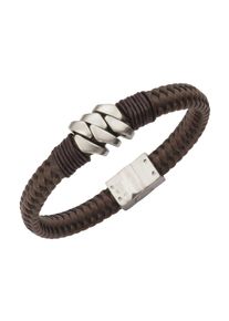 ZEEme Stainless Steel Armband Leder mit Edelstahlverschluß