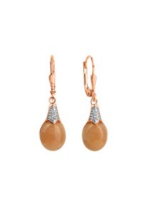 ZEEme Gemstones Ohrringe Silber 925 rhodiniert mit echtem Mondstein und Zirkoia-Steinen