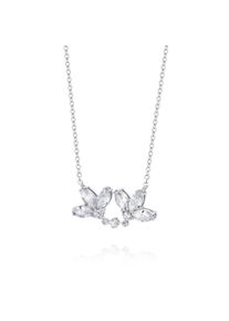 LEIS Kette 925 Sterling Silber rhodiniert Glänzend Blume Zirkonia weiß