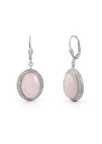 ZEEme Gemstones Ohrringe Silber 925 rhodiniert mit Rosenquarz und Zirkonia-Steinen