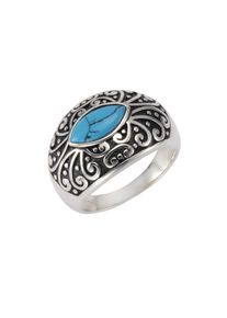 ZEEme Gemstones Ring Silber 925 oxidiert mit Türkis 5x10mm