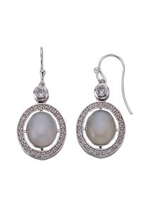 ZEEme Gemstones Ohrringe Silber 925 rhodiniert mit echtem Mondstein und Zirkoia-Steinen