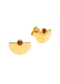 ZEEme Gemstones Ohrstecker 925/- Sterling Silber vergoldet Achat rot