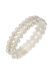 ZEEme Pearls Armband Süßwasserzuchtperlen weiß 8mm zweireihig