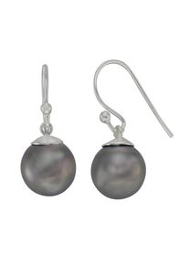ZEEme Pearls Ohrringe Silber 925 mit 2 grauen Perlen 10mm