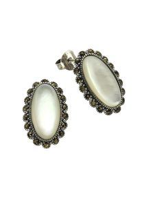 ZEEme Gemstones Ohrringe Silber 925 oxydiert mit weißem Perlmutt