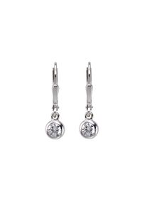 ZEEme Basic Ohrringe Silber 925 rhodiniert mit weißen Zirkonia-Steinen 22mm lang