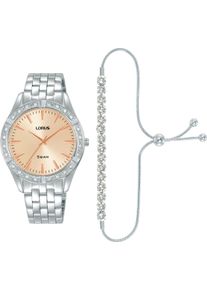 Lorus Damen Quarzuhrsilberfarben, roségoldfarben, Armbanduhren, Armbanduhr, Damenuhr, Edelstahlarmband, Ideal auch als Geschenk