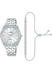 Lorus Damen Quarzuhrsilberfarben, weiß, Armbanduhren, Armbanduhr, Damenuhr, Edelstahlarmband, Ideal auch als Geschenk
