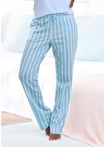 Vivance Dreams Damen Pyjamahose, Gr. 32blau, weiß, getsreift, Single Jersey, Obermaterial: 100% Baumwolle, gestreift, modisch, Hosen, mit zartem