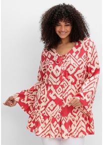 sheego by Joe Browns Große Größen Ausgestellte Bluse mit Grafikprint und Volant am Saum Gr. 54 rot bedruckt von sheego für Damen