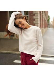 LANDS' END Pullover mit Perlen&auml;rmeln, Damen,  Wei&szlig;, Polyacryl/Woll-Mischung, by Lands' End