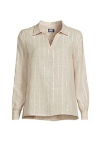 LANDS' END Leinen-Schlupfbluse, Damen,  Wei&szlig;, by Lands' End