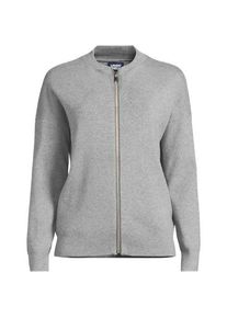 LANDS' END Feinstrick-Bomberjacke, Damen,  Grau, Polyester/Viskose, by Lands' End