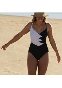 LANDS' END Shape-Badeanzug SLENDER mit Webdetail, Damen,  Schwarz, Elasthan/Nylon-Mischung, by Lands' End