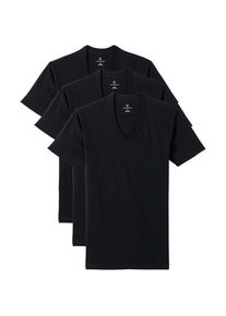 LANDS' END Kurzarm-Shirt mit V-Ausschnitt (3er-Set), Herren,  Schwarz, Baumwolle, by Lands' End