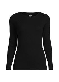LANDS' END Langarmshirt aus mikrofeinem Baumwollripp, Damen,  Schwarz, Baumwolle/Elasthan, by Lands' End