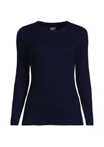 LANDS' END Langarmshirt aus mikrofeinem Baumwollripp, Damen,  Blau, Baumwolle/Elasthan, by Lands' End