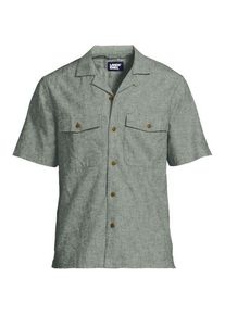 LANDS' END Kurzarmhemd aus Baumwoll-/Leinenmix, Herren,  Gr&uuml;n, Leinen/Baumwoll-Mischung, by Lands' End