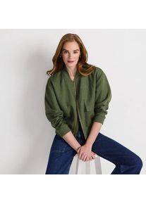 LANDS' END Leinen-Bomberjacke, Damen,  Gr&uuml;n, Leinen, by Lands' End